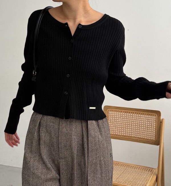  「【新色/オフホワイト】【前後2WAY】カーブスリーブリブニット」|カーディガン|