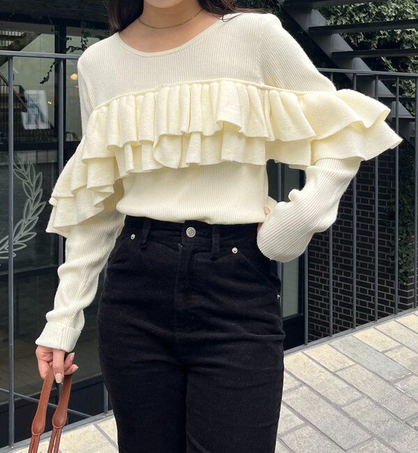  「【2WAYで着用可能】ベアフリルニット」|ニット・セーター|