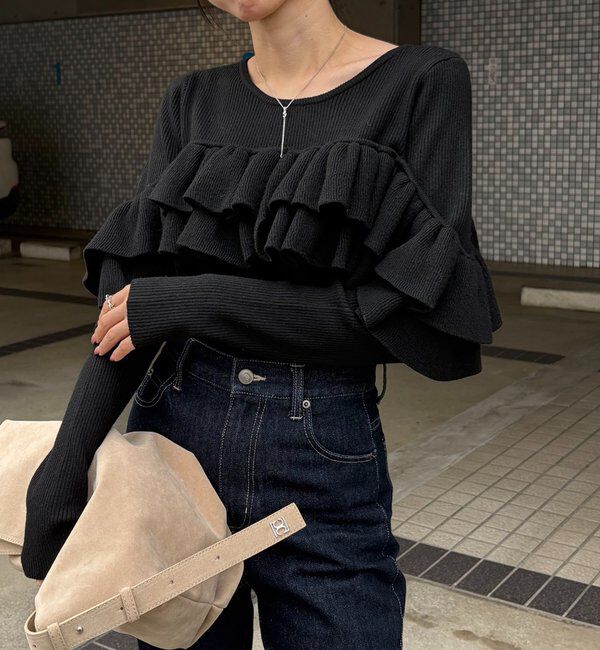  「【2WAYで着用可能】ベアフリルニット」|ニット・セーター|