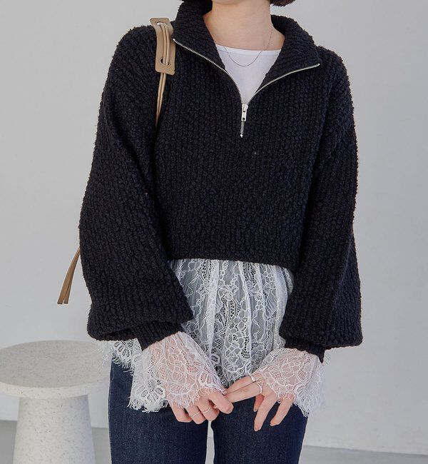  「【トレンド感あるレイヤードスタイルに！】レースロンT」|シャツ・ブラウス|