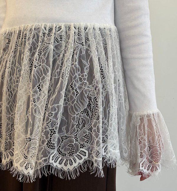  「【トレンド感あるレイヤードスタイルに！】レースロンT」|シャツ・ブラウス|