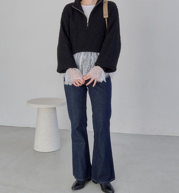  「【トレンド感あるレイヤードスタイルに！】レースロンT」|シャツ・ブラウス|