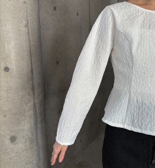  「ジャガードバックリボンペプラムブラウス」|シャツ・ブラウス|