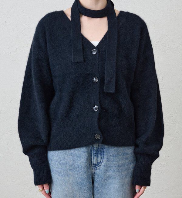  「ファーウールタイ付きカーディガン」|カーディガン|