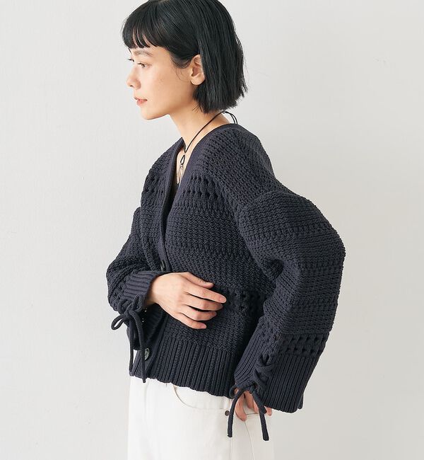 collex「袖口レースアップ2WAYカーディガン」|カーディガン|