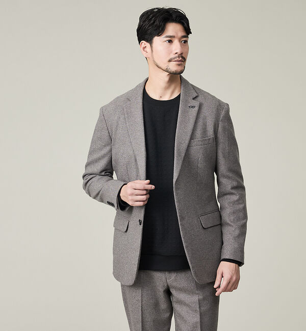 ABAHOUSE「【カシミヤブレンド】ウール ツイルジャケット / セットアップ対応」|テーラードジャケット|グレー