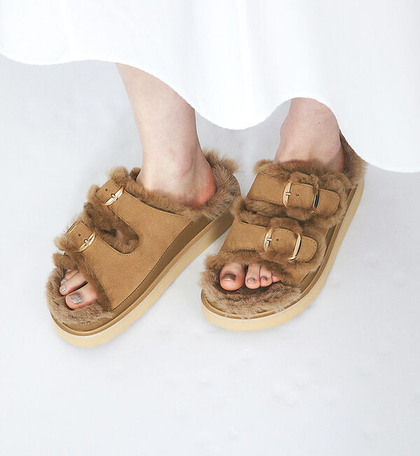 Rouge vif「【MOHI／モヒ】 ムートンベルトサンダル」|サンダル|