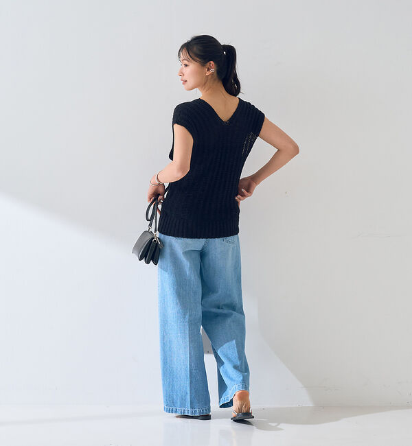 Rouge vif「麻混ニットレースアップベスト」|ニット・セーター|