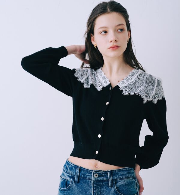 SELFIST「レースショルダーニットカーディガン【予約】」|カーディガン|