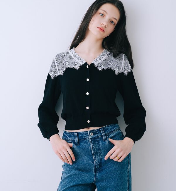 SELFIST「レースショルダーニットカーディガン【予約】」|カーディガン|