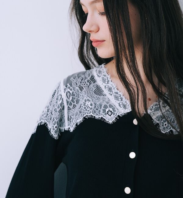 SELFIST「レースショルダーニットカーディガン【予約】」|カーディガン|