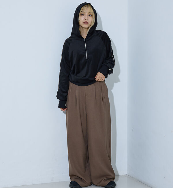 NOMINE「【セットアップ】ベロアハーフジップ フーディー パーカー」|パーカー|