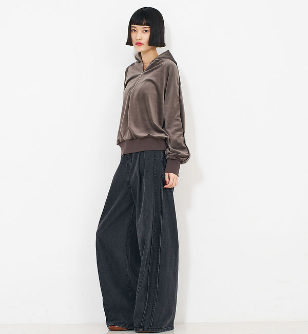 NOMINE「【セットアップ】ベロアハーフジップ フーディー パーカー」|パーカー|