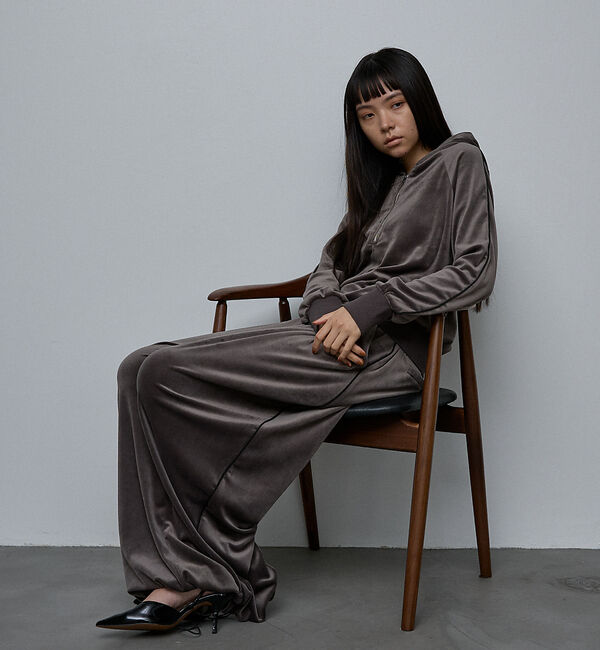 NOMINE「【セットアップ】ベロアハーフジップ フーディー パーカー」|パーカー|