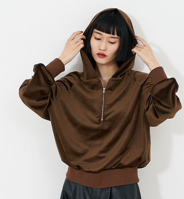 NOMINE「【セットアップ】ベロアハーフジップ フーディー パーカー」|パーカー|