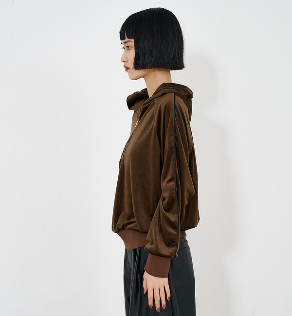 NOMINE「【セットアップ】ベロアハーフジップ フーディー パーカー」|パーカー|