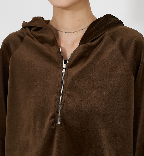 NOMINE「【セットアップ】ベロアハーフジップ フーディー パーカー」|パーカー|