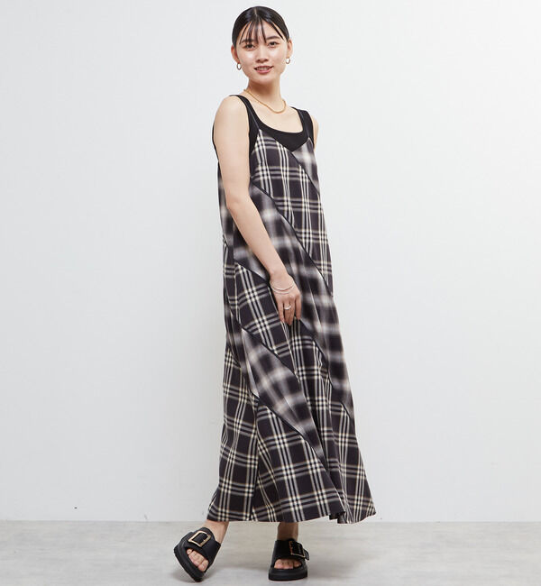 Soffitto「パターン切り替えチェックワンピース」|ワンピース|