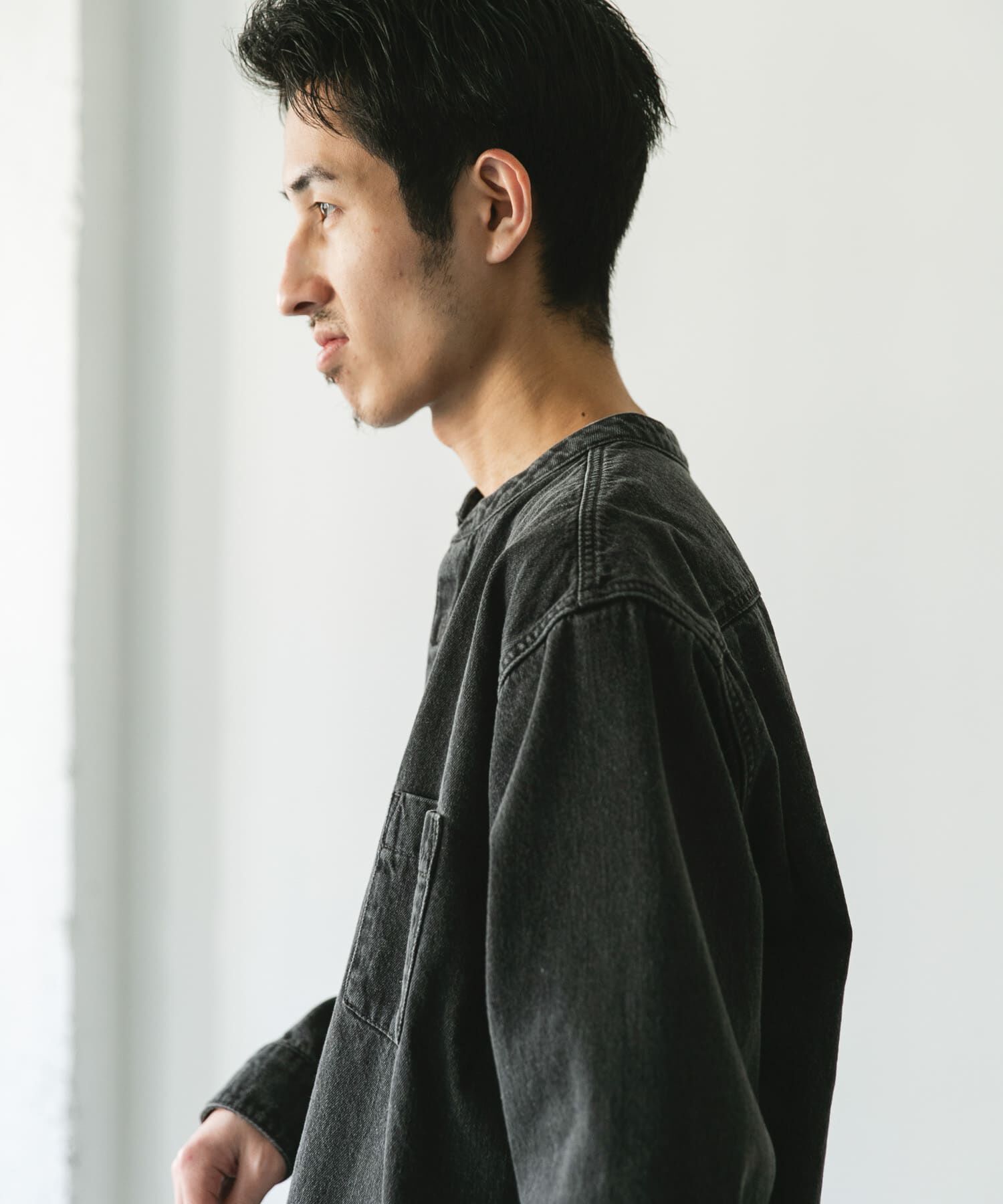 URBAN RESEARCH DOORS「デニムバンドカラーシャツ」|シャツ・ブラウス|