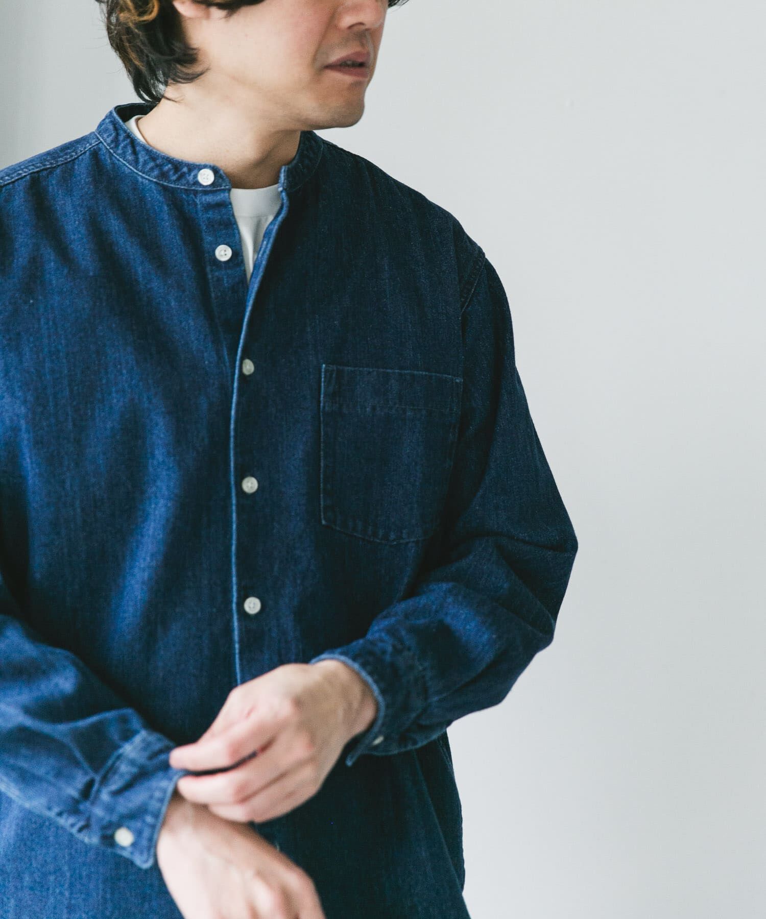 URBAN RESEARCH DOORS「デニムバンドカラーシャツ」|シャツ・ブラウス|