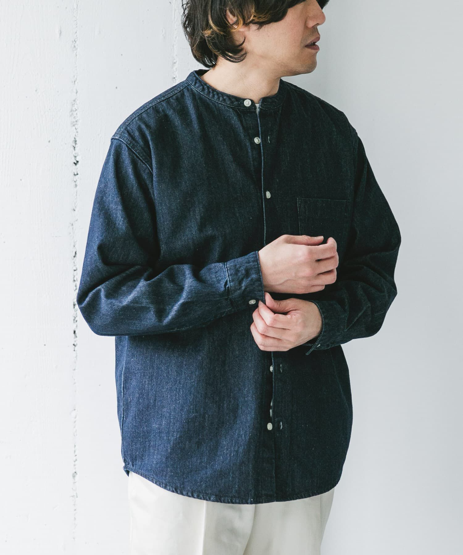 URBAN RESEARCH DOORS「デニムバンドカラーシャツ」|シャツ・ブラウス|