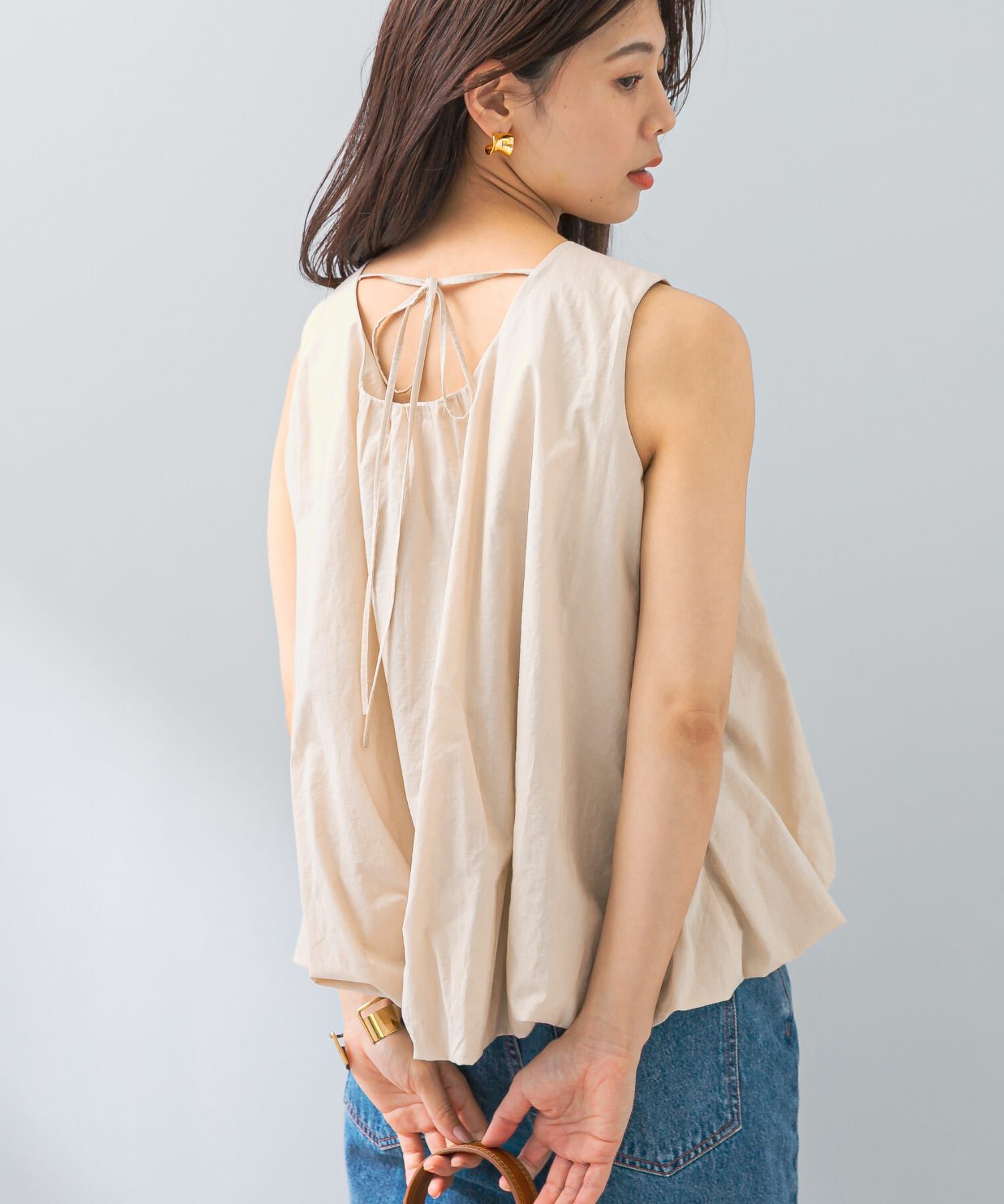 URBAN RESEARCH ROSSO「F by ROSSO　ノースリーブバルーンヘムブラウス」|シャツ・ブラウス|ホワイト系その他