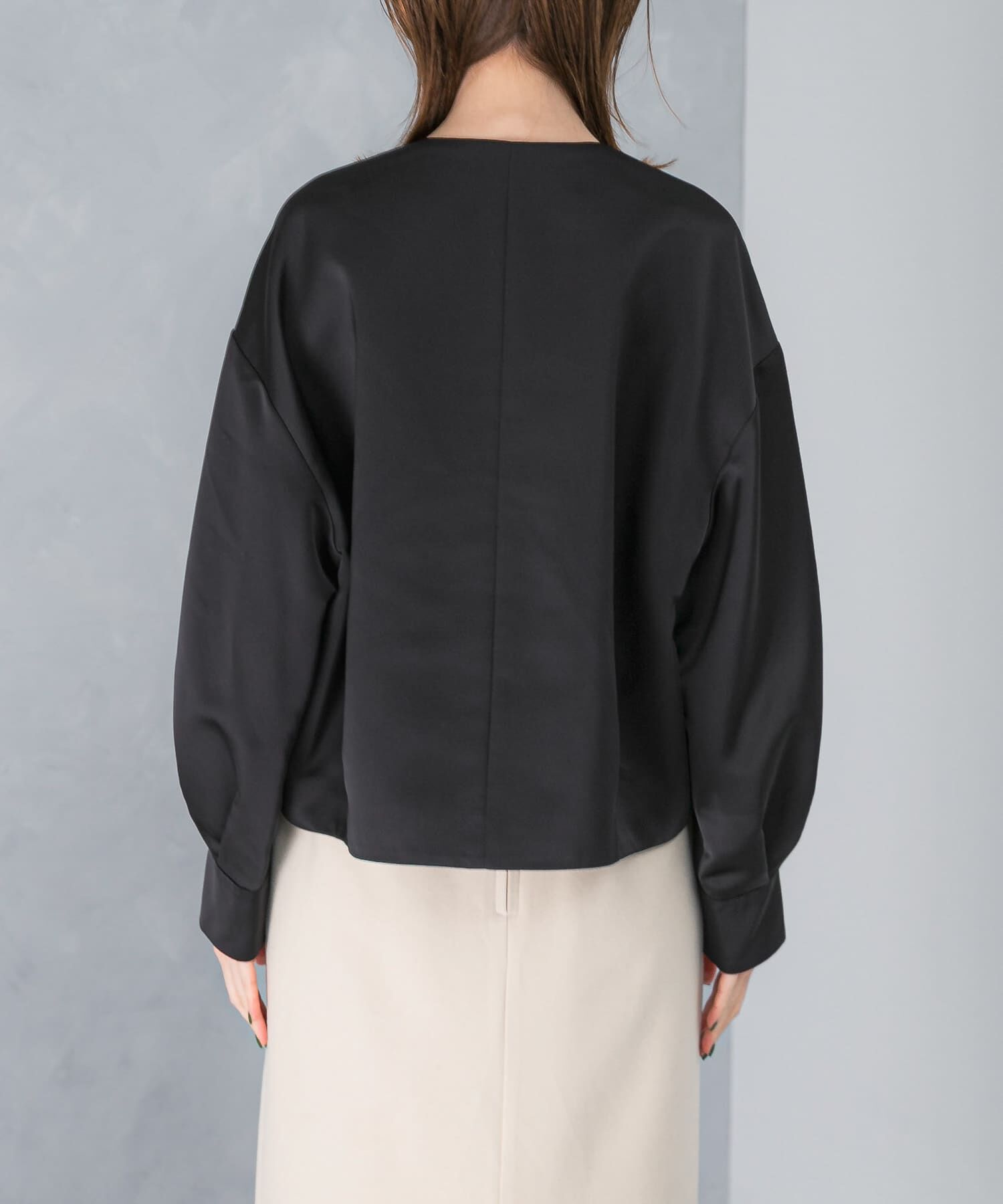 URBAN RESEARCH ROSSO「マットサテンノーカラーブルゾン」|ブルゾン・スタジャン|