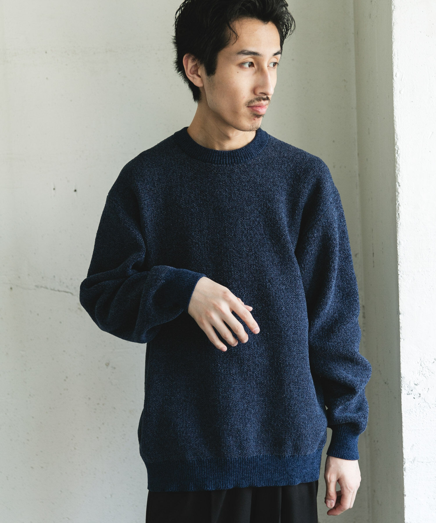 URBAN RESEARCH DOORS「ジャガードモールニットプルオーバー」|ニット・セーター|ブルー