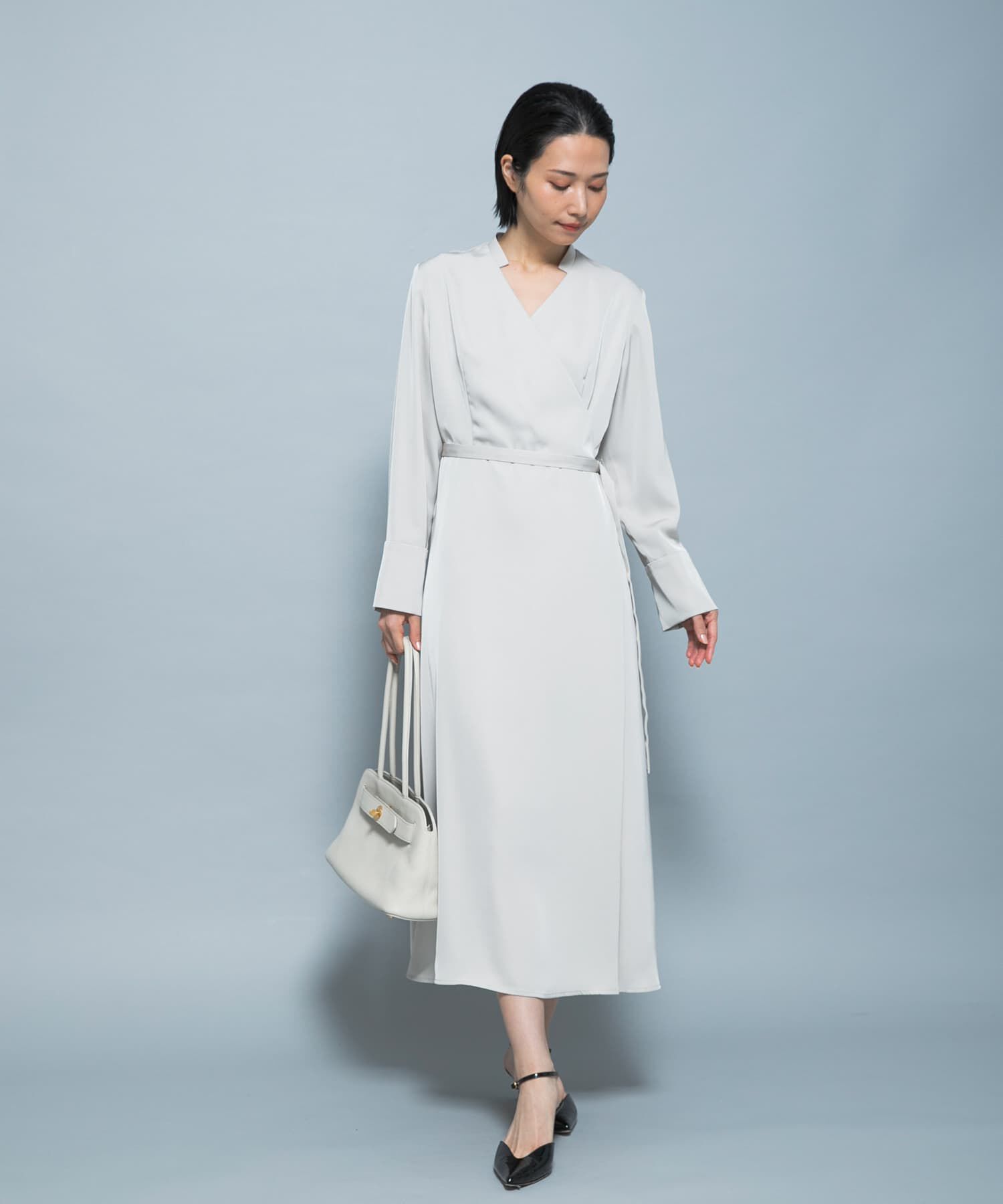 URBAN RESEARCH ROSSO「ベルト付カシュクールサテンワンピース」|ワンピース|