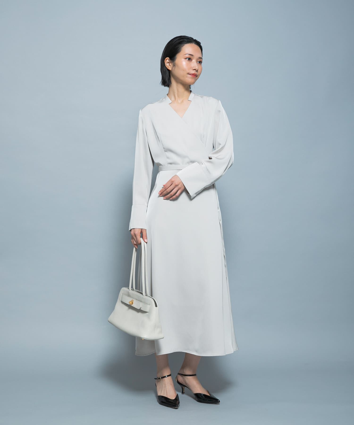 URBAN RESEARCH ROSSO「ベルト付カシュクールサテンワンピース」|ワンピース|