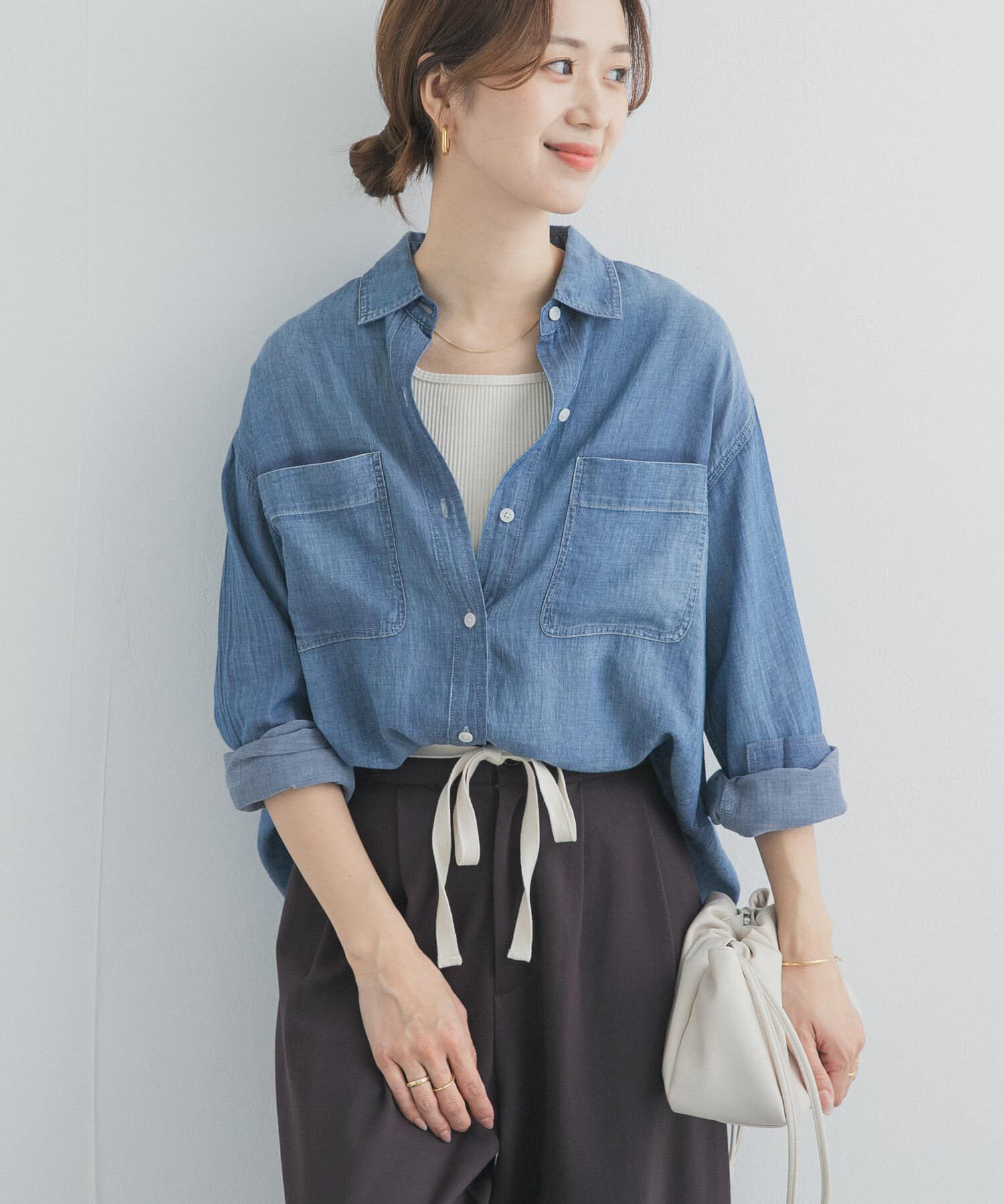 URBAN RESEARCH DOORS「シアーデニムシャツ」|シャツ・ブラウス|インディゴブルー