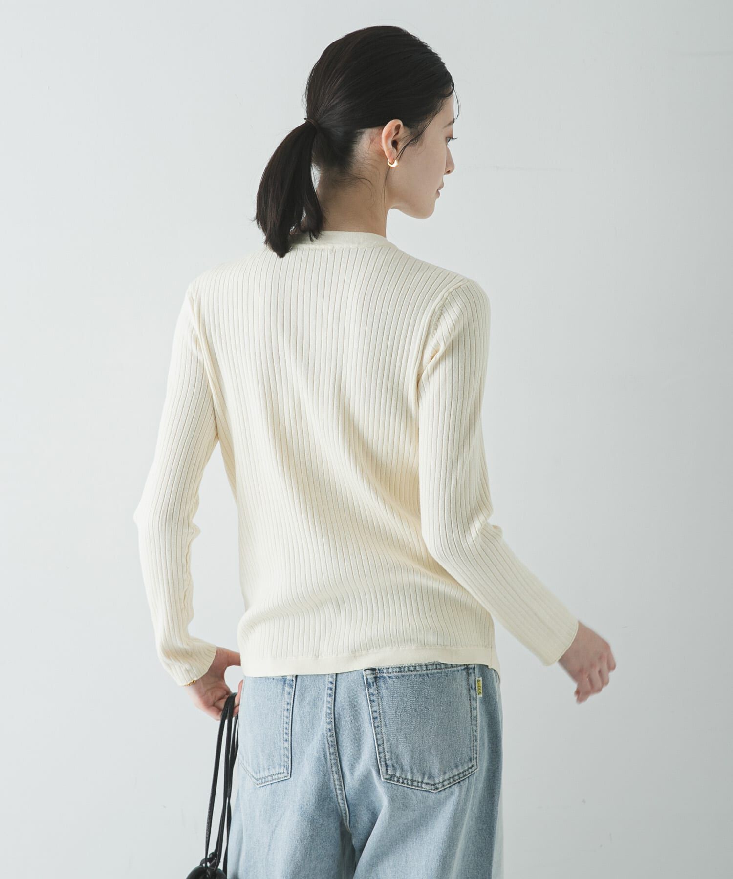 URBAN RESEARCH「『WEB限定』パールボタンワイドリブカーディガン」|カーディガン|