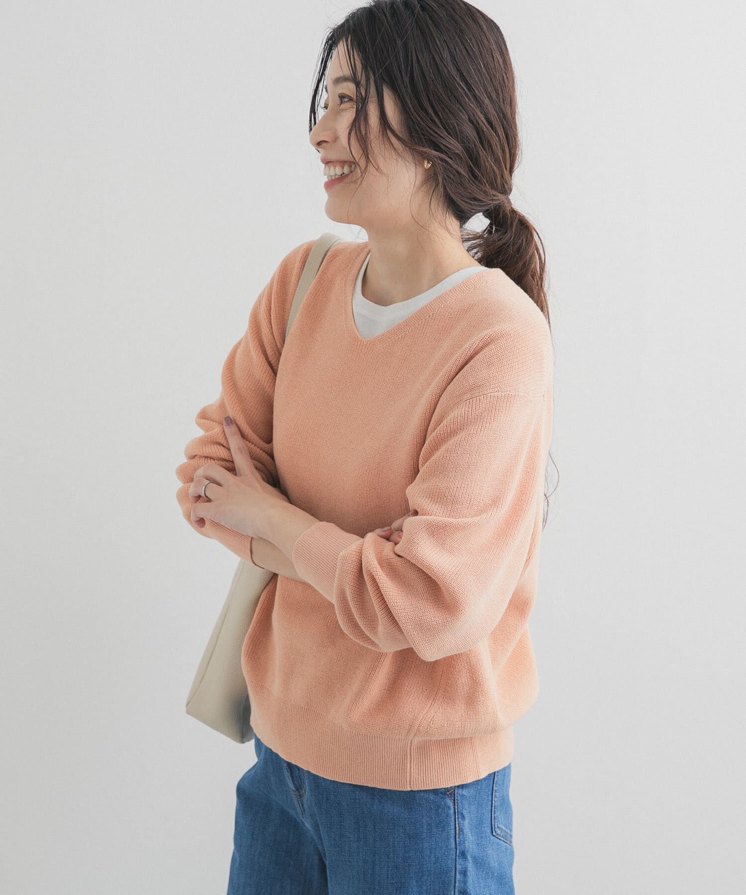 URBAN RESEARCH DOORS「コットン畦Vネックニット」|ニット・セーター|