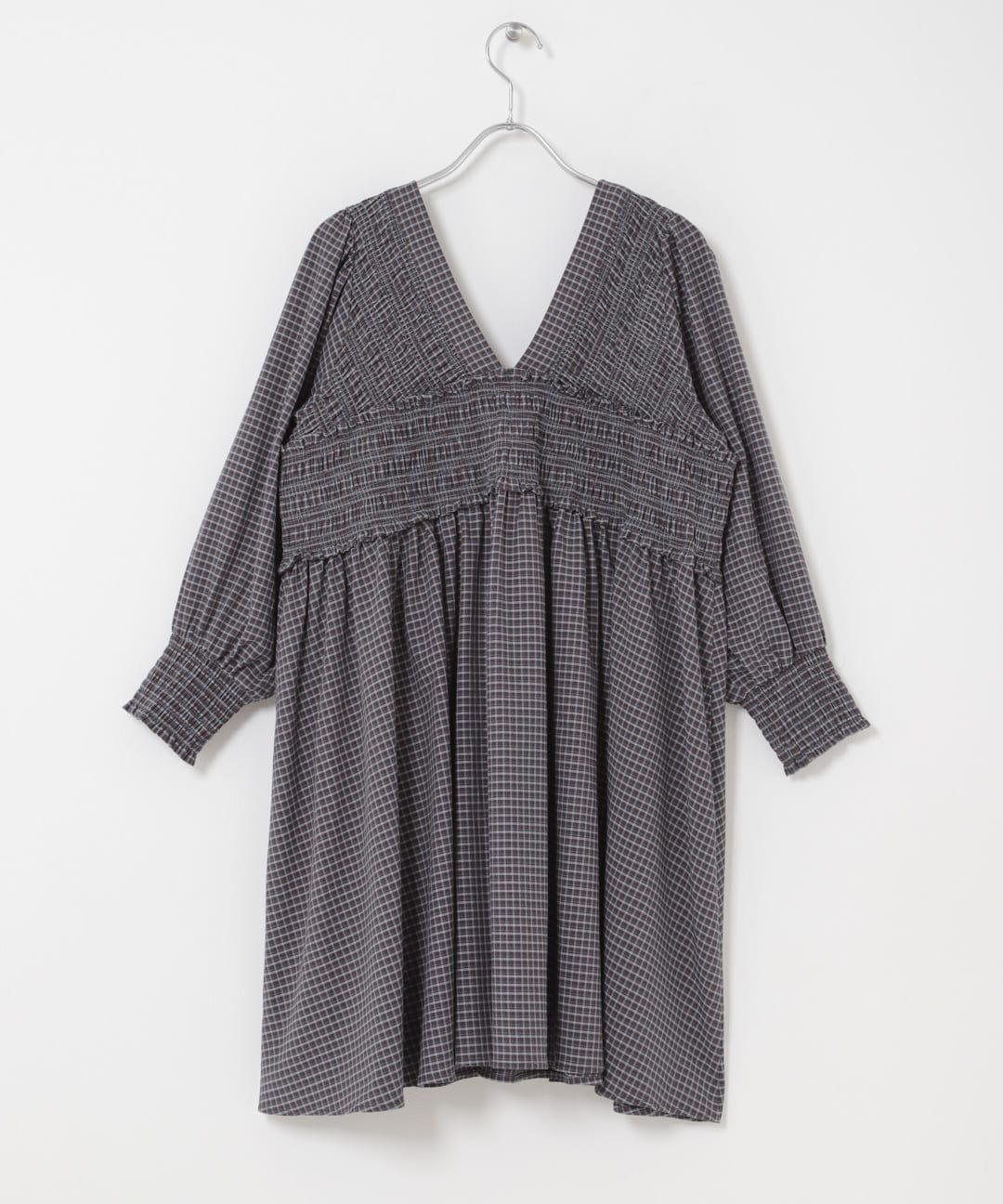  「2WAYシャーリングチェックミニワンピース」|ワンピース|