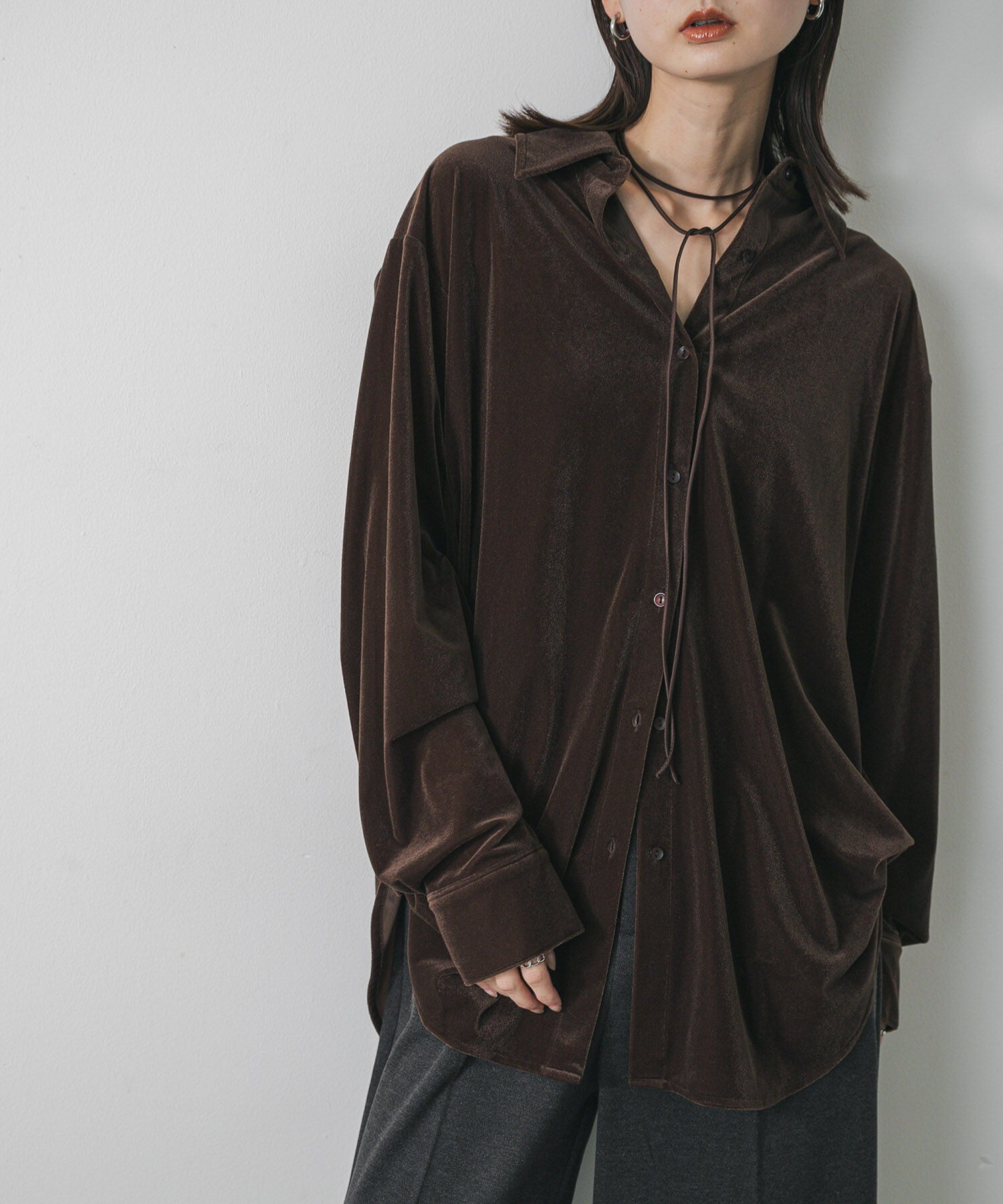 SENSE OF PLACE by URBAN RESEARCH「マルチコードツキベロアシャツ」|シャツ・ブラウス|ブラウン