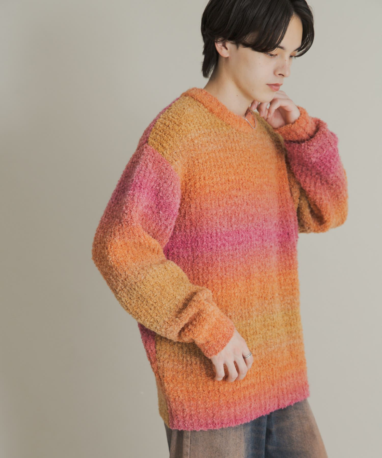 SENSE OF PLACE by URBAN RESEARCH「『ユニセックス』ブークレグラデーションニット」|ニット・セーター|オレンジ