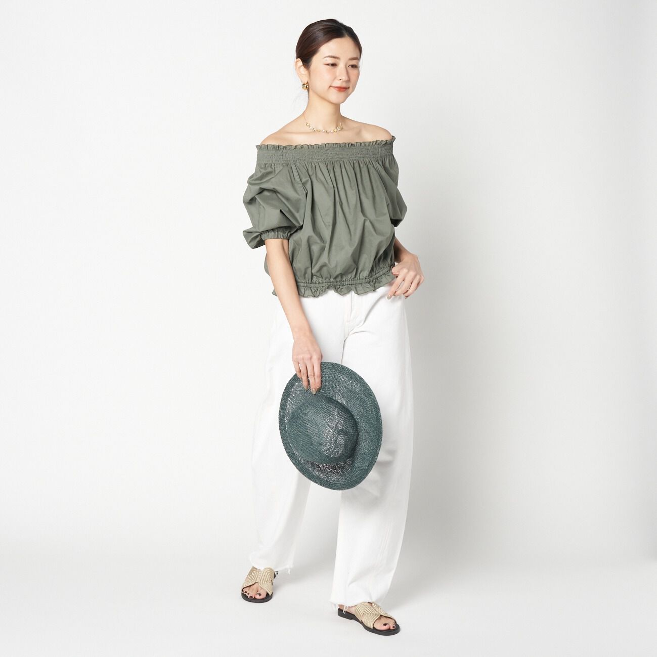 HELIOPOLE「HELIOPOLE COTTON LAWN OFF SHOULDER BLOUSE」|シャツ・ブラウス|