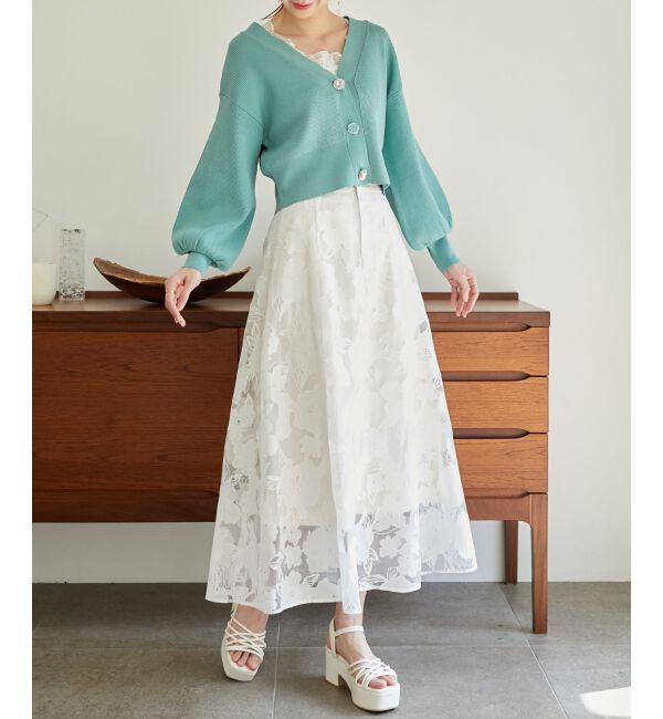 MAJESTICLEGON「ビジューボタンショートカーディガン」|ニット・セーター|