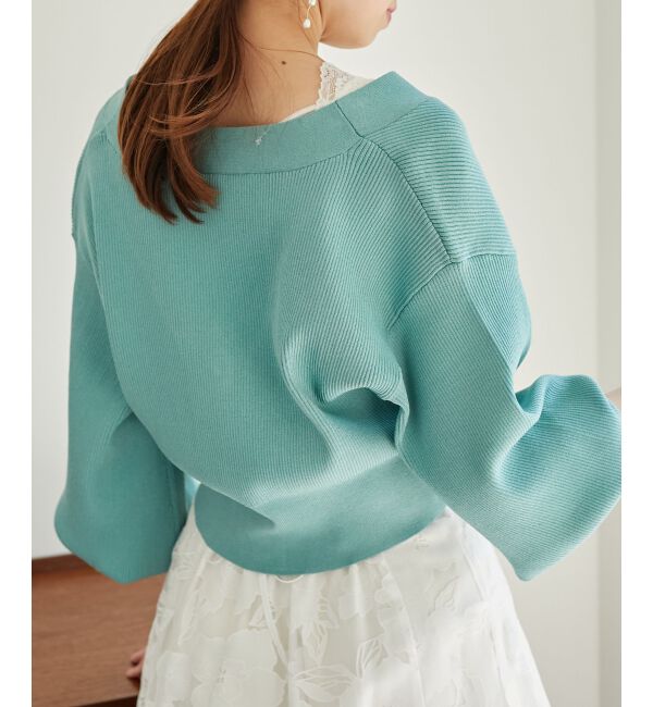 MAJESTICLEGON「ビジューボタンショートカーディガン」|ニット・セーター|