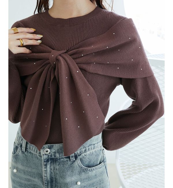  「アソートデザインリボンニットトップス」|ニット・セーター|