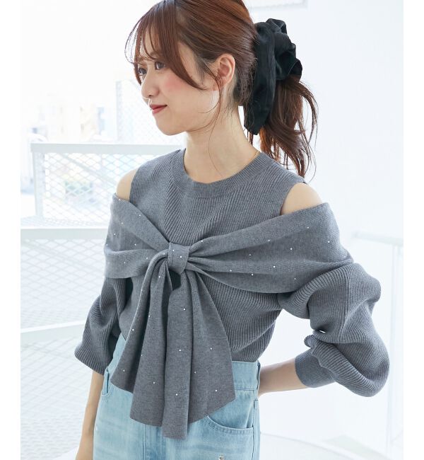  「アソートデザインリボンニットトップス」|ニット・セーター|