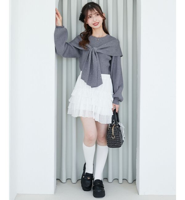  「アソートデザインリボンニットトップス」|ニット・セーター|