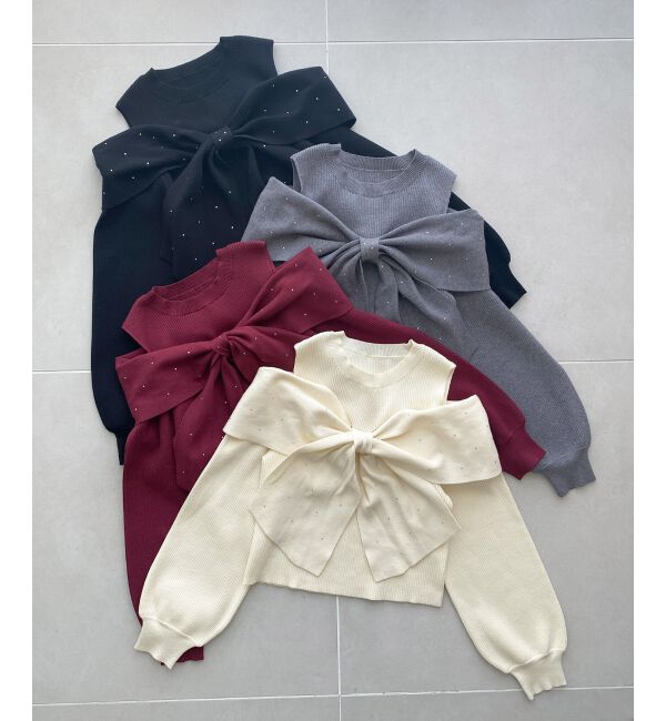  「アソートデザインリボンニットトップス」|ニット・セーター|