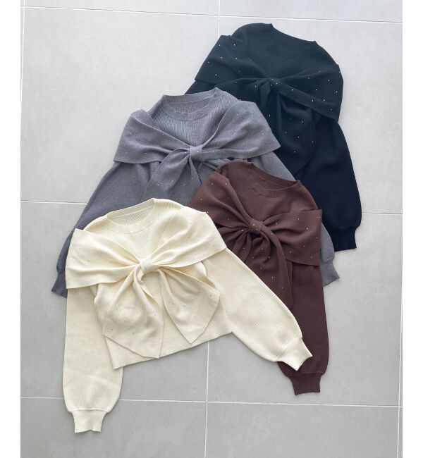  「アソートデザインリボンニットトップス」|ニット・セーター|