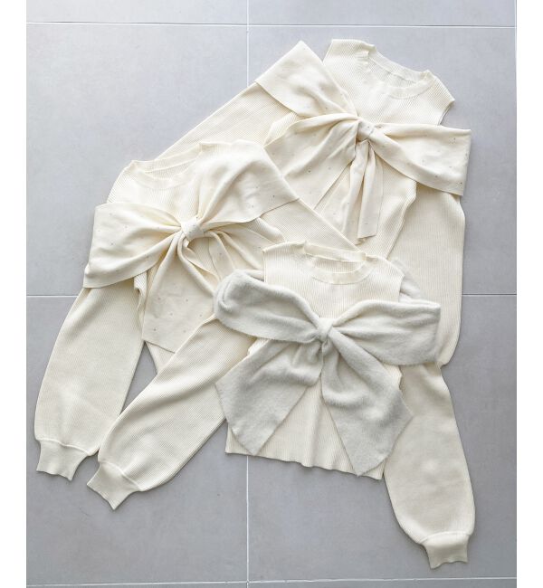  「アソートデザインリボンニットトップス」|ニット・セーター|