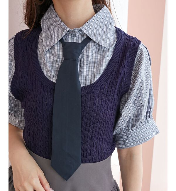  「&infin;ネクタイセットシャツドッキングニット」|ニット・セーター|