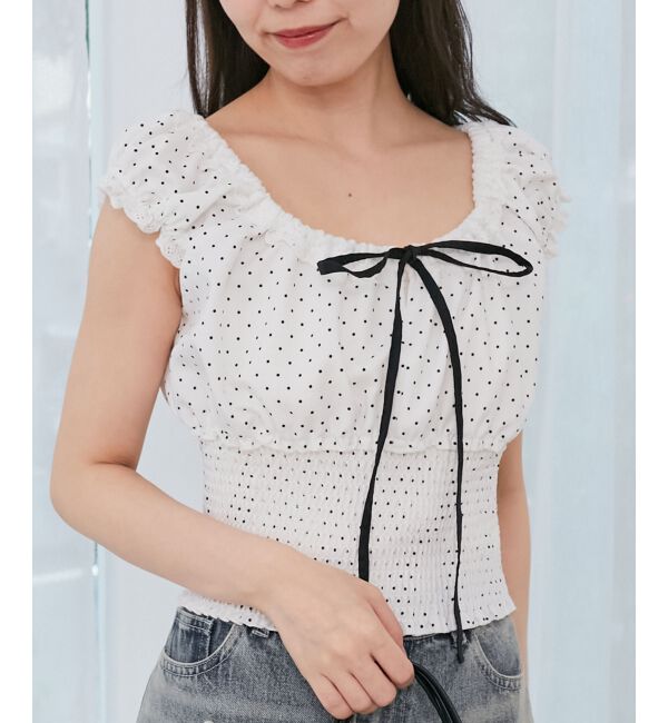  「バイカラープチフリルブラウス」|シャツ・ブラウス|