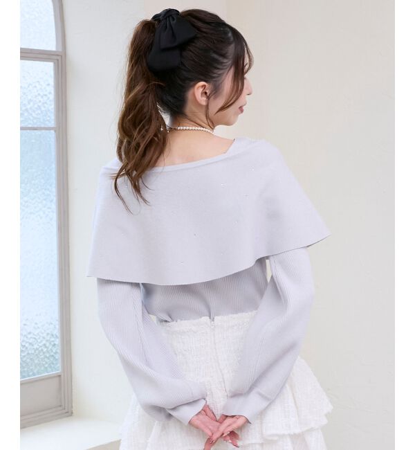  「ビジューリボンオフショルニット」|ニット・セーター|