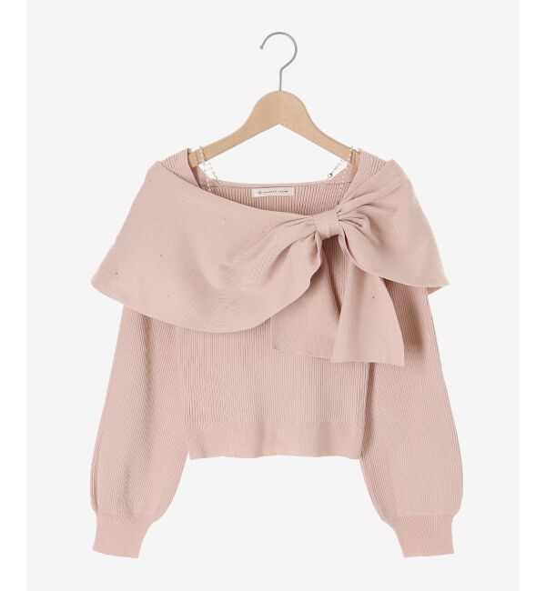  「ビジューリボンオフショルニット」|ニット・セーター|