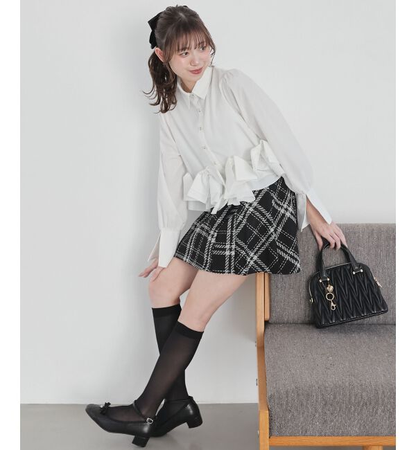  「リボンフリルペプラムブラウス」|シャツ・ブラウス|